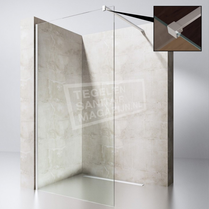 kwaadheid de vrije loop geven verklaren houding Supersani Douchewand 130 cm Glas met Muurprofiel 10 mm NANO