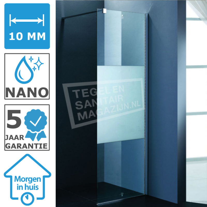 Supersani Douchewand Matglas 70 Cm Glas Met Muurprofiel 10 Mm NANO